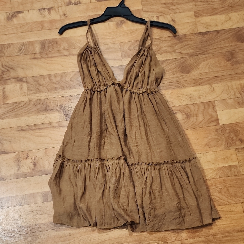 Wishlist Apparel Cocoa Brown Sleeveless Sundress Tiered Adjustable Size Medium